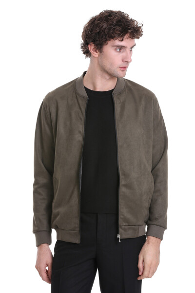 Haki Regular Fit Bomber Yaka Mevsimlik Mont - 4