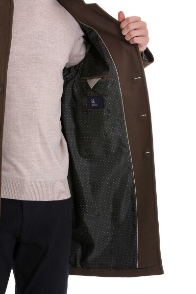 Haki Regular Fit Mono Yaka Kaşe Palto - 7