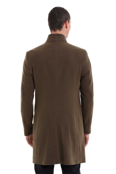 Haki Regular Fit Mono Yaka Kaşe Palto - 8