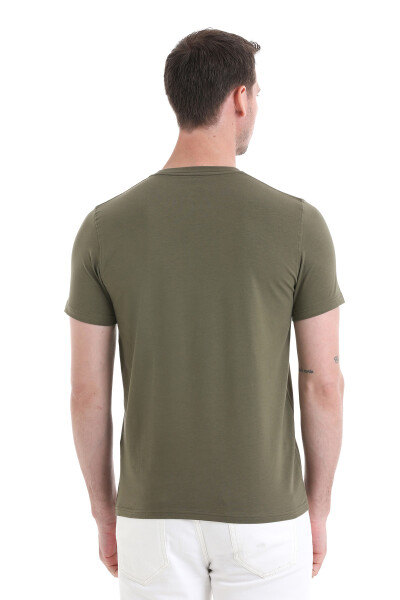 Haki Regular Fit Pamuklu Bisiklet Yaka Tişört - 6