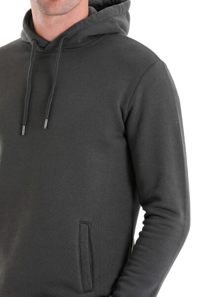 Haki Regular Fit Pamuklu Kapüşonlu Kanguru Cepli Sweatshirt - 7
