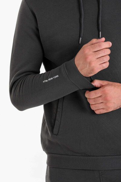 Haki Regular Fit Pamuklu Kapüşonlu Kanguru Cepli Sweatshirt - 8