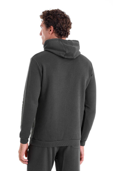 Haki Regular Fit Pamuklu Kapüşonlu Kanguru Cepli Sweatshirt - 9