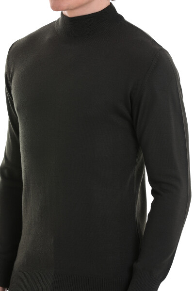 Haki Regular Fit Yarım Balıkçı Yaka Yünlü Triko Kazak - 5