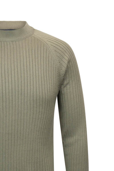 Haki Regular Fit Fitilli Çeyrek Balıkçı Yaka Pamuklu Triko Kazak - 3