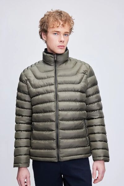 Haki Regular Fit Hakim Yaka Şişme Mont - 4