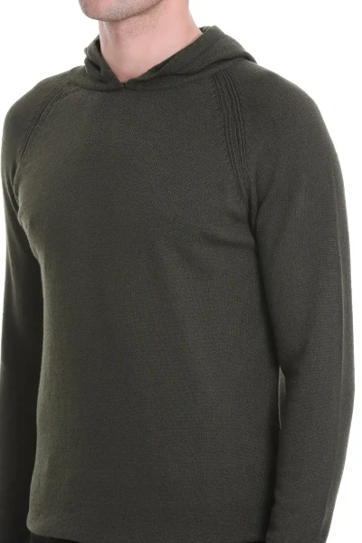 Haki Regular Fit Jakarlı Kapüşonlu Kazak - 5