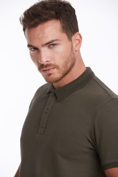 Haki Regular Fit Petek Pamuklu Polo Yaka Tişört - 5