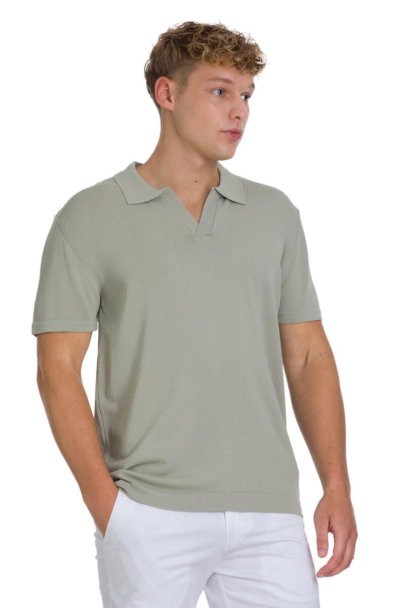Haki Regular Fit Polo Yaka Rayon Tişört - Saykı