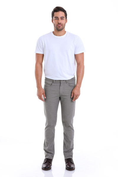 Haki Regular Fit Desenli Pamuklu 5 Cep Kanvas Pantolon 