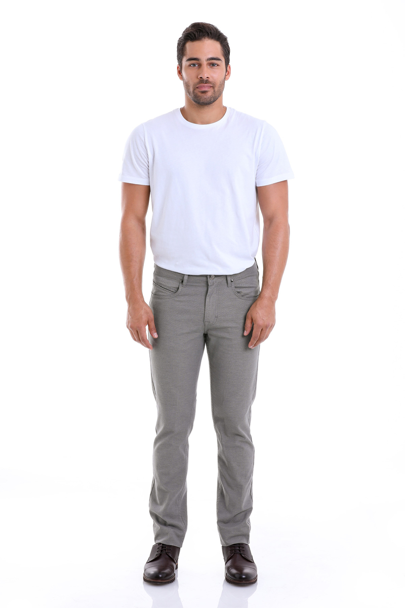 Haki Regular Fit Desenli Pamuklu 5 Cep Kanvas Pantolon - Hatemoğlu