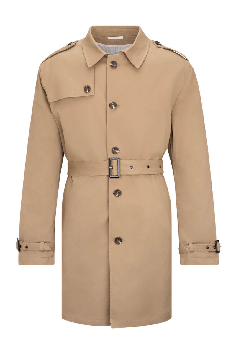 Haki Slim Fit Bebe Yaka Trençkot - Saykı