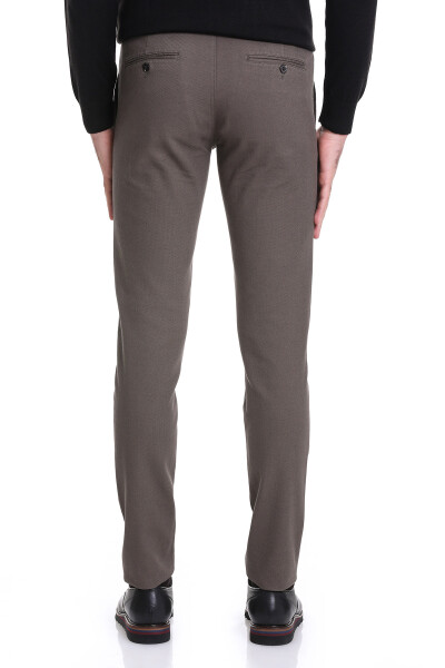 Haki Slim Fit Desenli Pamuklu Yandan Cep Kanvas Pantolon - 5