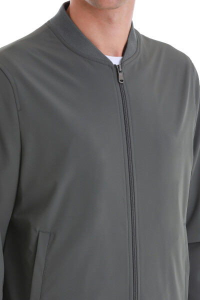 Haki Slim Fit Düz Baharlık Bomber Mont - 7