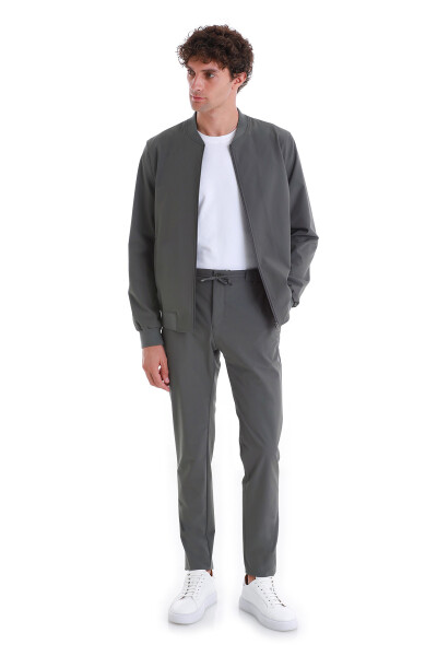 Haki Slim Fit Düz Baharlık Bomber Mont - 6