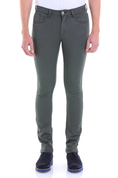 Haki Slim Fit Pamuklu 5 Cep Kanvas Pantolon 