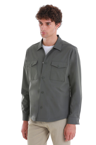 Haki Slim Fit Overshirt Gömlek Ceket - 4