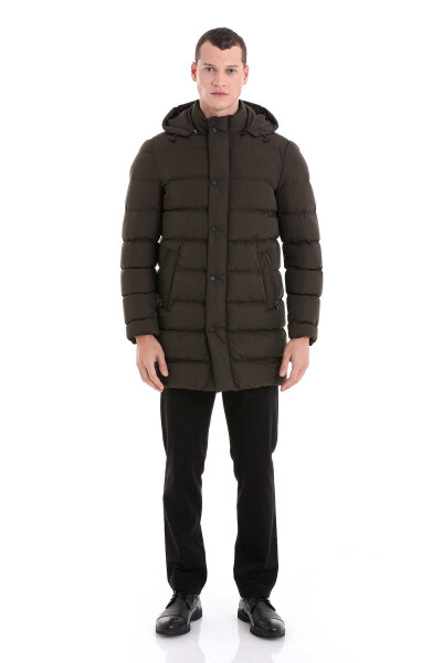 Haki Slim Fit Hakim Yaka Kapüşonlu Kaban - 2