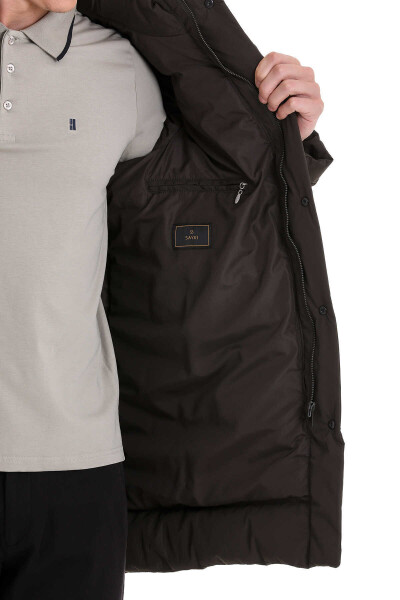 Haki Slim Fit Hakim Yaka Kapüşonlu Kaban - 6