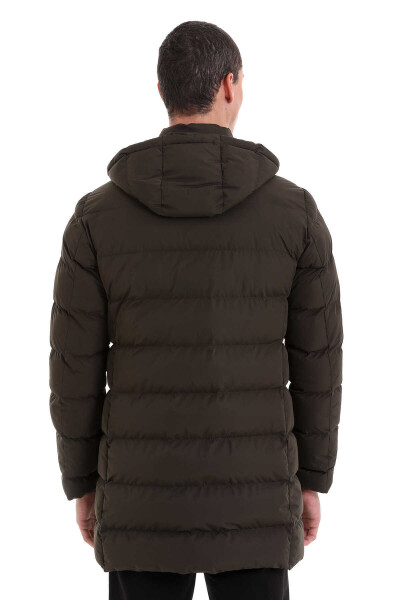 Haki Slim Fit Hakim Yaka Kapüşonlu Kaban - 7