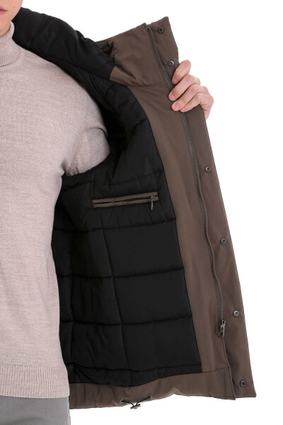 Haki Slim Fit Hakim Yaka Kapüşonlu Kaban - 7