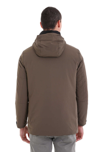 Haki Slim Fit Hakim Yaka Kapüşonlu Kaban - 8