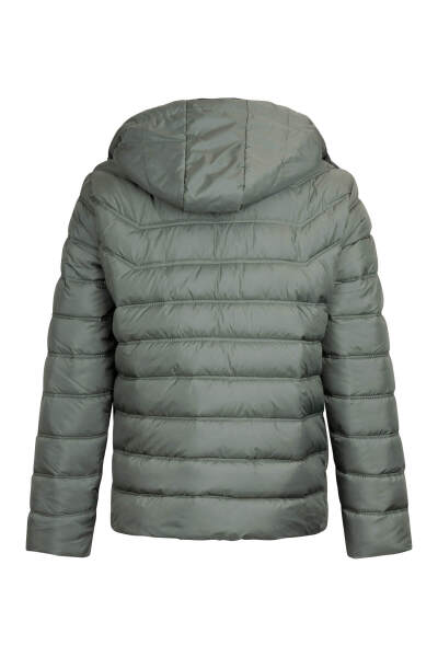 Haki Slim Fit Hakim Yaka Kapüşonlu Şişme Mont - 2