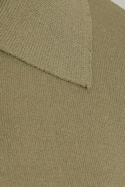 Haki Regular Fit Polo Yaka Rayon Triko Tişört - 3