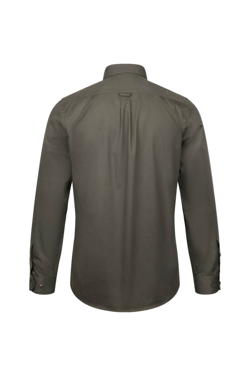Haki Slim Fit Uzun Kollu 100% Pamuk Casual Flanel Gömlek - Hatem Saykı (1)