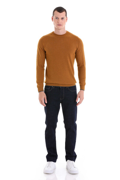 Sarı Regular Fit Bisiklet Yaka Yünlü Triko Kazak - 2