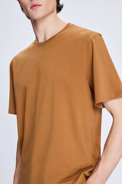 Sarı Regular Fit Bisiklet Yaka Pamuklu Tişört - 4