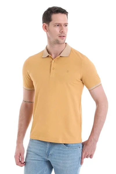 Sarı Regular Fit 100% Pamuklu Polo Yaka Tişört - 3