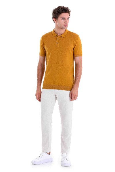 Kahverengi Regular Fit jakarlı Pamuklu Polo Yaka Tişört - 4