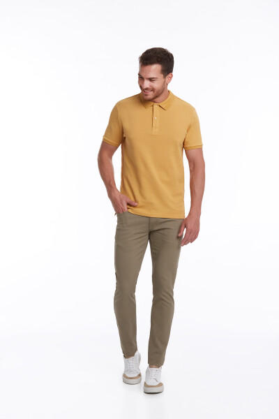 Sarı Regular Fit Petek Pamuklu Polo Yaka Tişört - 5