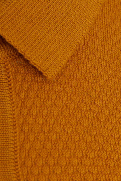 Turuncu Regular Fit jakarlı Pamuklu Polo Yaka Triko Tişört - 3