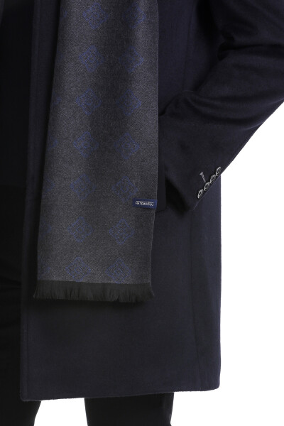 İndigo-Gri 2 Çift Taraflı Atkı - 5