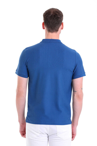 indigo Regular Fit Pirinç Örgü Desenli 100% Pamuk Polo Yaka Tişört - 6