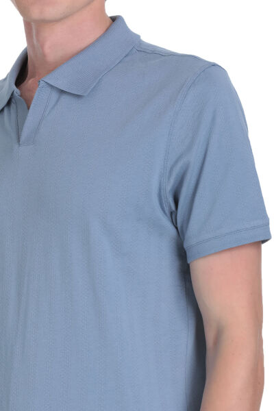 İndigo Regular Fit Apaş Yaka Pamuklu Tişört - 4