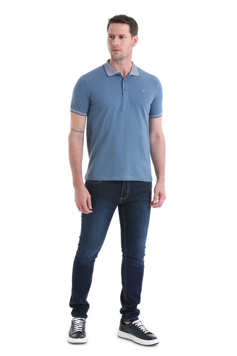Mavi Regular Fit 100% Pamuklu Polo Yaka Tişört - Hatemoğlu (1)