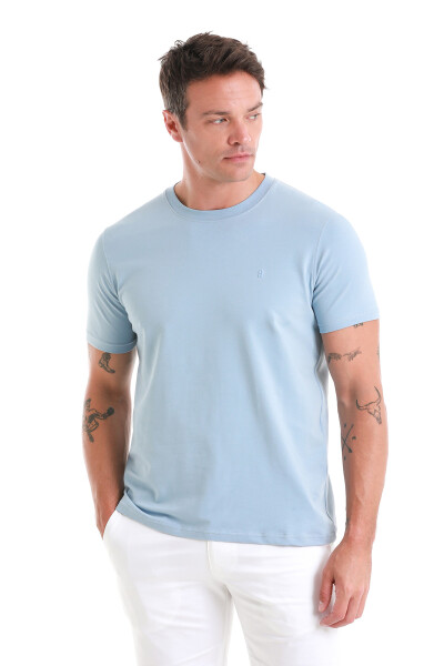 Mavi Regular Fit Bisiklet Yaka Pamuklu Tişört - 3
