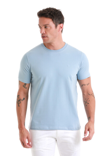 Mavi Regular Fit Bisiklet Yaka Pamuklu Tişört - 4