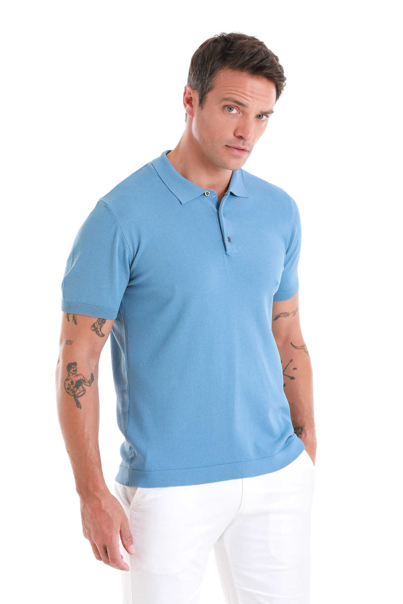 Mavi Regular Fit Polo Yaka Rayon Tişört - Hatem Saykı (1)
