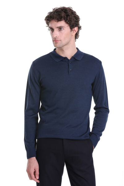 İndigo Regular Fit Polo Yaka Triko Kazak - 3