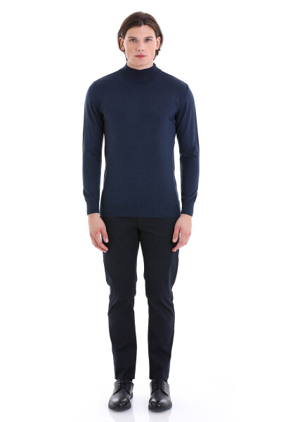 İndigo Regular Fit Yarım Balıkçı Yaka Yünlü Triko Kazak - 2