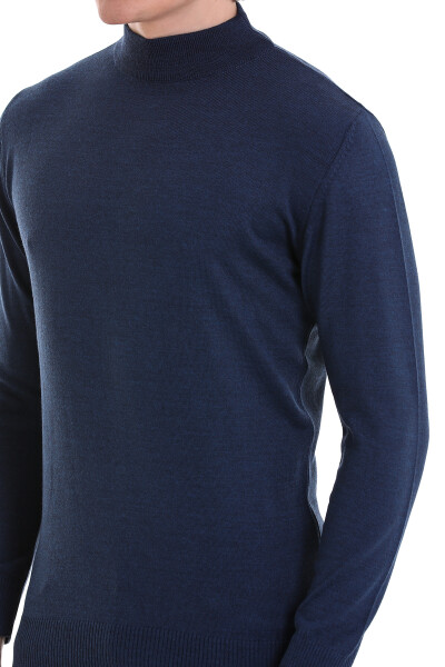 İndigo Regular Fit Yarım Balıkçı Yaka Yünlü Triko Kazak - 6