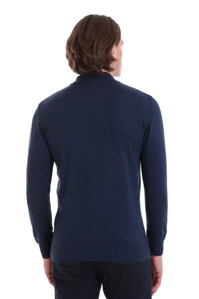 İndigo Regular Fit Yarım Balıkçı Yaka Yünlü Triko Kazak - 7