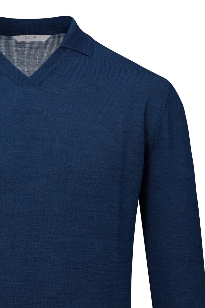 Mavi Regular Fit Polo Yaka Yünlü Kazak - Saykı (1)