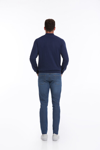 Mavi Regular Fit Düz 100% Pamuk Yarım Balıkçı Yaka Triko Kazak - 6