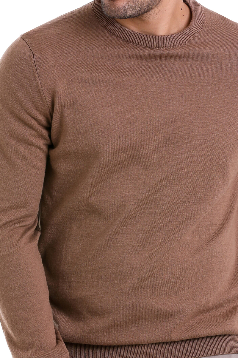 Tütün Regular Fit Bisiklet Yaka 100% Pamuklu Triko Kazak - Hatemoğlu (1)