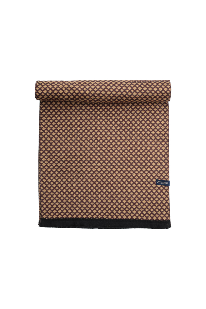 Kahverengi - Camel Desenli Atkı - Hatemoğlu (1)